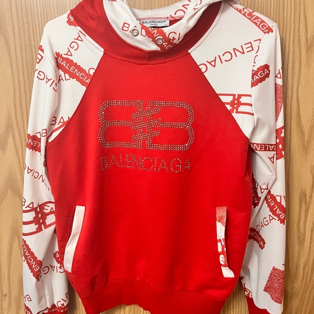Balenciaga Red and White Women's Sweater